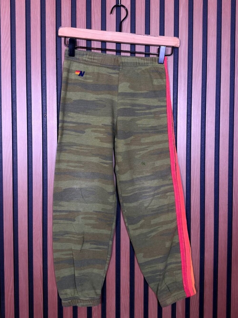 Aviator Nation Sweatpants 8 Youth Camouflage Fleece Pull On 5 Stripe Joggers